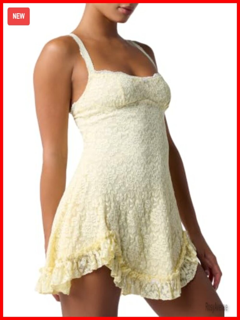 Lace Ruffle Mini Dress Corset Bodice Scalloped Hem Party